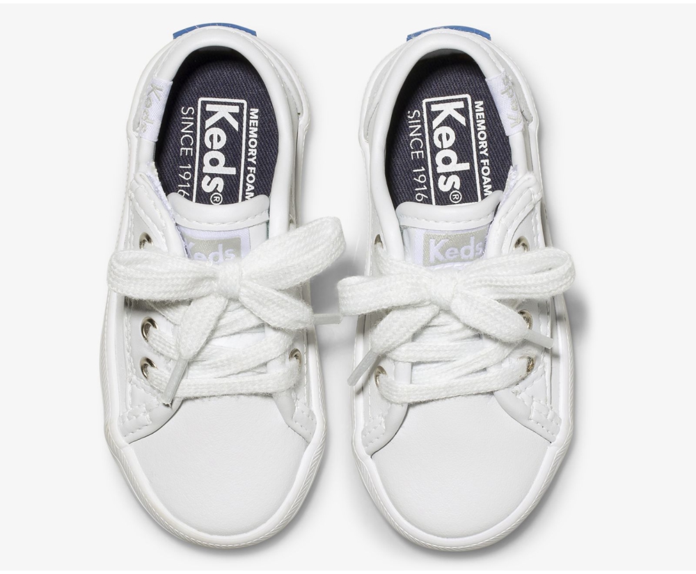 Kids Keds Sneakers - Kickstart Jr. Leather - White - 9538-XWVBE